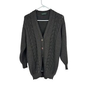 *Women’s Vintage Zanone Size 42 Brown V-Neck Wool Button Front Sweater